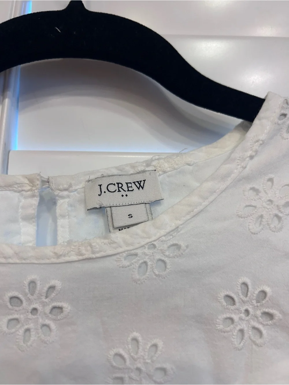 J. Crew White Eyelet Puff-Sleeve Top